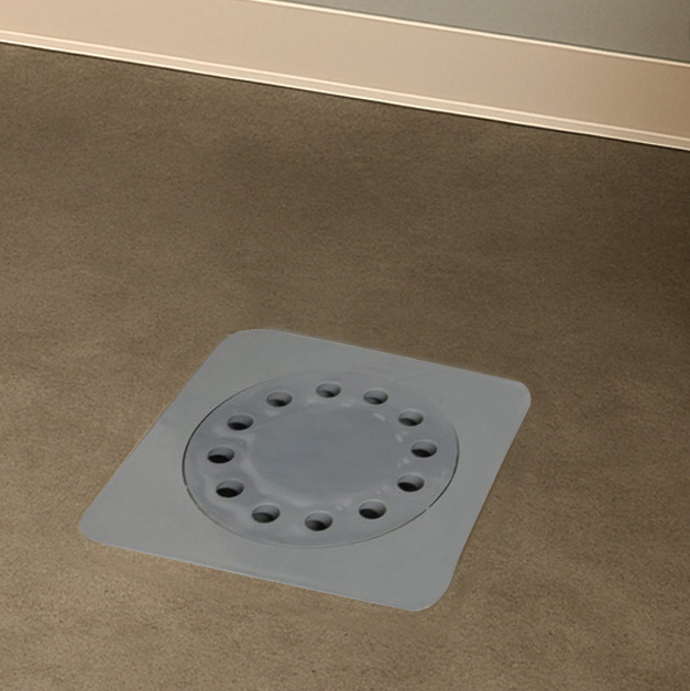 Bell Trap Drain Square — installed flush